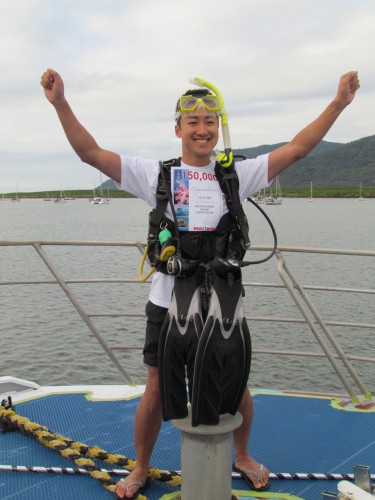 Felix Tam the 150,000th diver to be Certified by Pro Dive Cairns