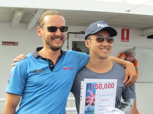 Pro Dive Cairns instructor Simon Daxer and Felix Tam